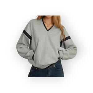 Commense Grey Navy Contrast Trim Oversized Sweatshirt – Size XL